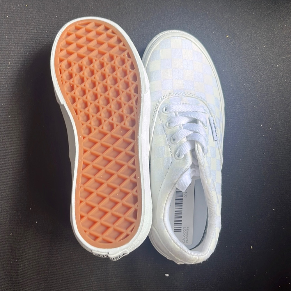 White Checkered Kids Shoes